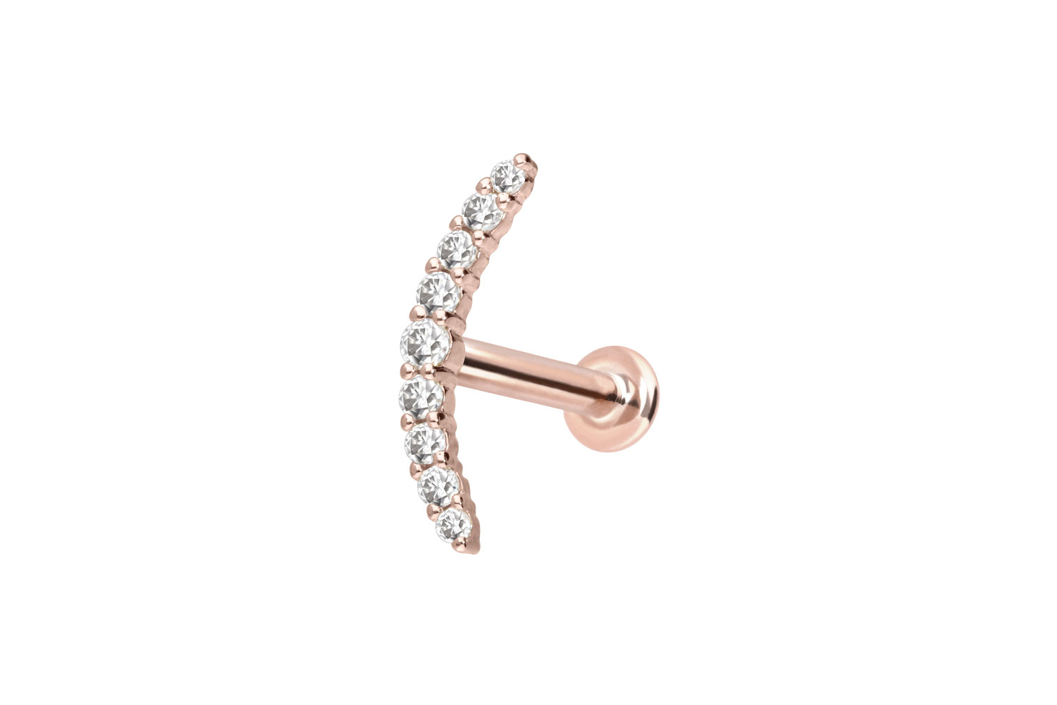 14 Karat Gold Labret Piercing mit Innengewinde MOISSANIT-BOGEN